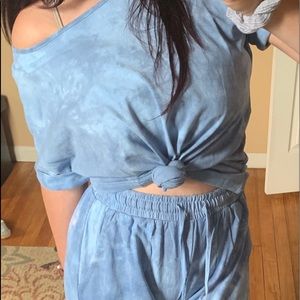Blue tie-dye top and bottom set